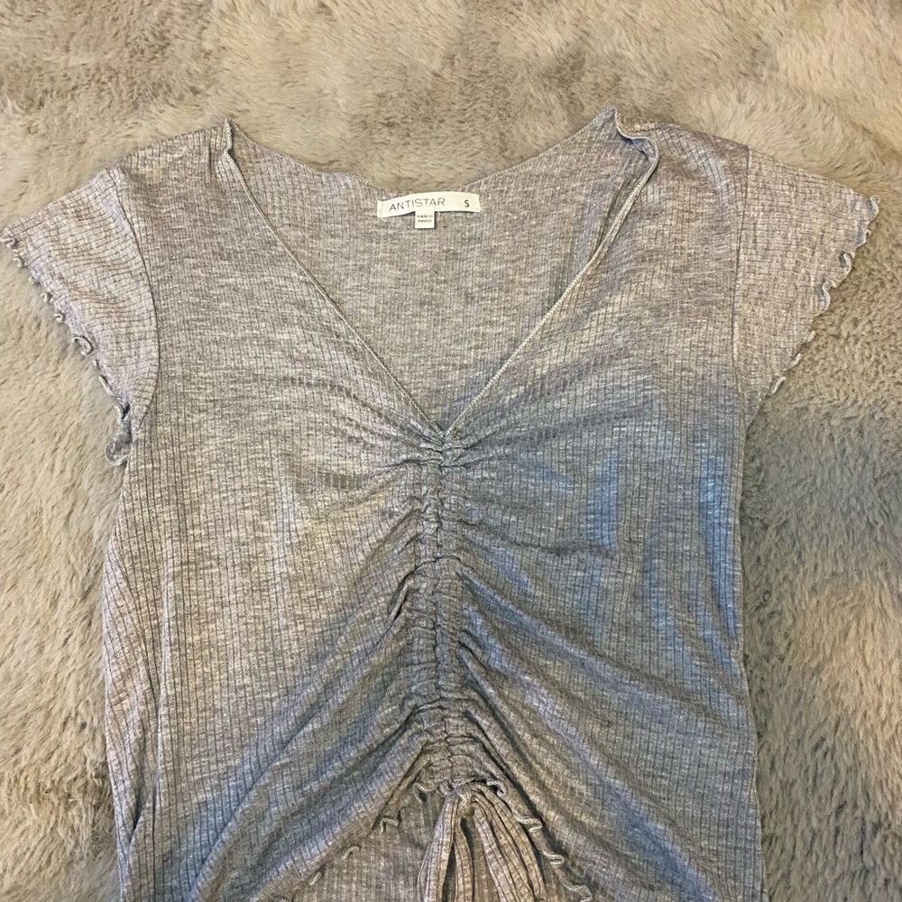 Grey scrunch crop top